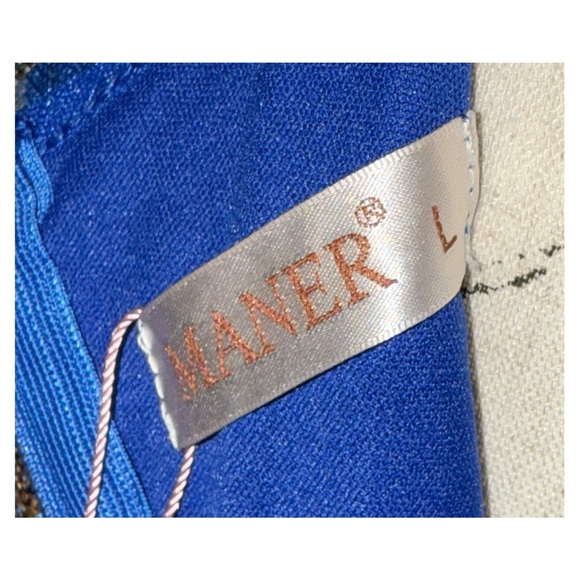 Maner - Royal Blue Embroidered Evening Gown - Size Large - NWT - Picture 8 of 12